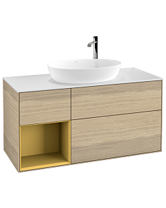 Villeroy und Boch Finion Villeroy und Boch Finion F941HFPC 120cm, cover plate white matt, shelves gold matt lacquer, Oak Veneer