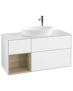 Villeroy und Boch Finion Villeroy und Boch Finion F941PCGF 120cm, cover plate white matt, shelves Oak Veneer , glossy white lacquer