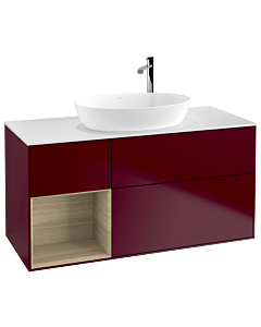 Villeroy und Boch Finion Waschtischunterschrank F941PCHB 120cm, Abdeckplatte white matt, Regale Oak Veneer, Peony Matt