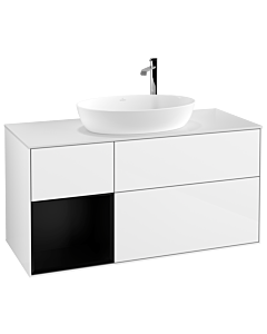 Villeroy und Boch Finion Villeroy und Boch Finion F941PDGF 120cm, cover plate white matt, shelves black matt lacquer, glossy white lacquer