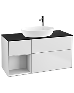 Villeroy und Boch Finion Villeroy und Boch Finion F942GFMT 120cm, cover plate black matt, shelves Glossy white lacquer, white matt lacquer