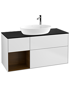 Villeroy und Boch Finion Villeroy und Boch Finion F942GNMT 120cm, cover plate black matt, shelves Walnut Veneer , white matt lacquer
