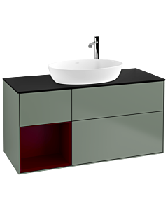 Villeroy und Boch Finion Villeroy und Boch Finion F942HBGM 120cm, cover plate black matt, shelves Peony matt lacquer, Olive Matt Lacquer