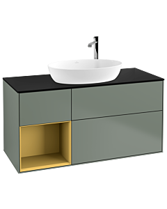 Villeroy und Boch Finion Villeroy und Boch Finion F942HFGM 120cm, cover plate black matt, shelves gold matt lacquer, Olive Matt Lacquer