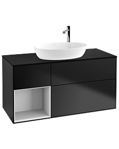 Villeroy und Boch Finion Villeroy und Boch Finion F942MTPD 120cm, cover plate black matt, shelves white matt lacquer, black matt lacquer