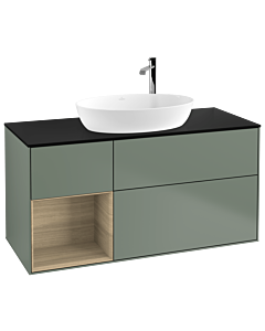 Villeroy und Boch Finion Villeroy und Boch Finion F942PCGM 120cm, cover plate black matt, shelves Oak Veneer , Olive Matt Lacquer