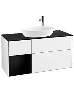 Villeroy und Boch Finion Villeroy und Boch Finion F942PDGF 120cm, cover plate black matt, shelves black matt lacquer, glossy white lacquer