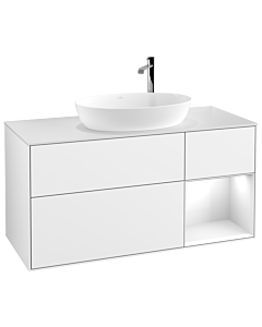 Villeroy und Boch Finion Villeroy und Boch Finion F951GFGF 120cm, cover plate white matt, shelves Glossy white lacquer, Glossy white lacquer