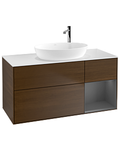 Villeroy und Boch Finion Villeroy und Boch Finion F951GKGN 120cm, cover plate white matt, shelves anthracite matt lacquer, walnut veneer