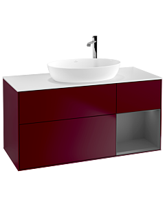 Villeroy und Boch Finion Waschtischunterschrank F951GKHB 120cm, Abdeckplatte white matt, Regale Anthracite matt lacquer, Peony Matt