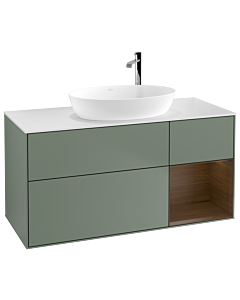 Villeroy und Boch Finion Villeroy und Boch Finion F951GNGM 120cm, cover plate white matt, shelves Walnut Veneer , Olive Matt Lacquer