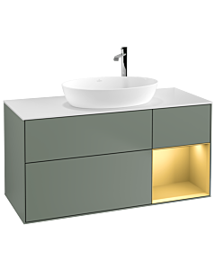 Villeroy und Boch Finion Villeroy und Boch Finion F951HFGM 120cm, cover plate white matt, shelves gold matt lacquer, Olive Matt Lacquer