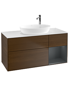 Villeroy und Boch Finion Villeroy und Boch Finion F951HGGN 120cm, top white matt, shelves midnight matt lacquer, walnut veneer