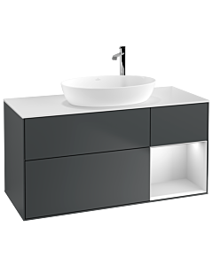 Villeroy und Boch Finion Waschtischunterschrank F951MTHG 120cm, Abdeckplatte white matt, Regale White matt lacquer, Midnight Blue Matt Lacquer