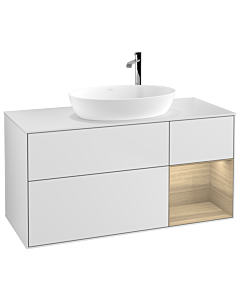 Villeroy und Boch Finion Villeroy und Boch F951PCMT 120cm, plaque de recouvrement blanc mat, étagères Oak Veneer , laqué blanc mat