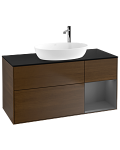 Villeroy und Boch Finion Villeroy und Boch Finion F952GKGN 120cm, cover plate black matt, shelves anthracite matt lacquer, walnut veneer