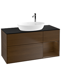 Villeroy und Boch Finion Villeroy und Boch F952GNGN 120cm, plaque de finition noir mat, étagères Walnut Veneer , placage Walnut Veneer