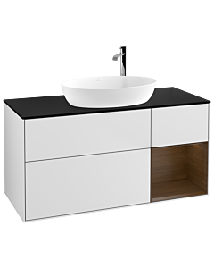 Villeroy und Boch Finion Villeroy und Boch Finion F952GNMT 120cm, cover plate black matt, shelves Walnut Veneer , white matt lacquer