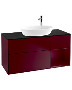 Villeroy und Boch Finion Villeroy und Boch F952HBHB 120cm, plaque de recouvrement noir mat, étagères Peony laqué mat, Peony Matt