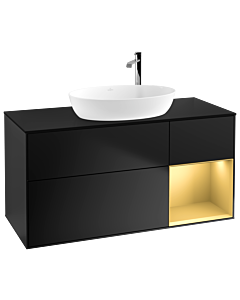 Villeroy und Boch Finion Villeroy und Boch Finion F952HFPD 120cm, cover plate black matt, shelves gold matt lacquer, black matt lacquer