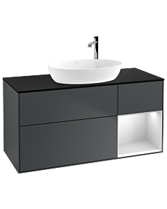 Villeroy und Boch Finion Waschtischunterschrank F952MTHG 120cm, Abdeckplatte black matt, Regale White matt lacquer, Midnight Blue Matt Lacquer