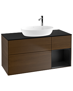 Villeroy und Boch Finion Villeroy und Boch Finion F952PDGN 120cm, cover plate black matt, shelves black matt lacquer, walnut veneer
