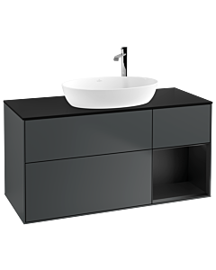 Villeroy und Boch Finion Waschtischunterschrank F952PDHG 120cm, Abdeckplatte black matt, Regale Black matt lacquer, Midnight Blue Matt Lacquer