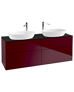 Villeroy und Boch Finion Waschtischunterschrank F96200HB 160x60,3cm, Abdeckplatte black matt, Peony Matt