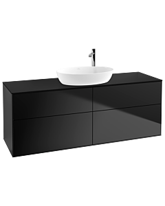 Villeroy und Boch Finion Waschtischunterschrank F97200PD 160x60,3cm, Abdeckplatte black matt, Black matt lacquer