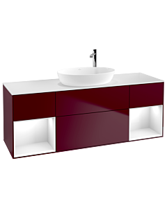 Villeroy und Boch Finion Villeroy und Boch F981GFHB 160cm, plaque de recouvrement blanc mat, étagères Laque blanche brillante, Peony Matt