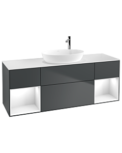 Villeroy und Boch Finion Villeroy und Boch F981GFHG 160cm, couvercle blanc mat, étagères Laque blanc brillant, Midnight Blue Matt Lacquer