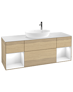 Villeroy und Boch Finion Villeroy und Boch Finion F981GFPC 160cm, cover plate white matt, shelves Glossy white lacquer, Oak Veneer