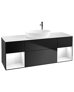 Villeroy und Boch Finion Villeroy und Boch Finion F981GFPD 160cm, cover plate white matt, shelves Glossy white lacquer, Black matt lacquer