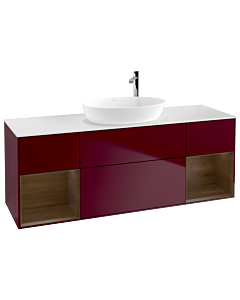 Villeroy und Boch Finion Villeroy und Boch F981GNHB 160cm, plaque de recouvrement blanc mat, étagères Walnut Veneer , Peony Matt