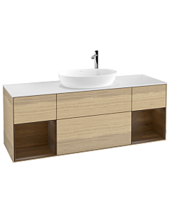 Villeroy und Boch Finion Villeroy und Boch F981GNPC 160cm, plaque de recouvrement blanc mat, étagères Walnut Veneer , Oak Veneer