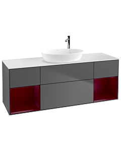 Villeroy und Boch Finion Villeroy und Boch F981HBGK 160cm, plaque de recouvrement blanc mat, étagères Peony laqué mat, anthracite mat