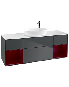 Villeroy und Boch Finion Villeroy und Boch F981HBHG 160cm, plaque de recouvrement blanc mat, étagères Peony laqué mat, Midnight Blue Matt Lacquer