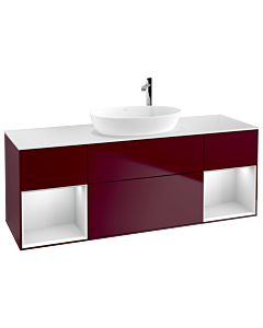 Villeroy und Boch Finion Villeroy und Boch F981MTHB 160cm, plaque de recouvrement blanc mat, étagères laqué blanc mat, Peony Matt