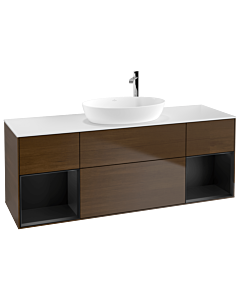 Villeroy und Boch Finion Villeroy und Boch Finion F981PDGN 160cm, cover plate white matt, shelves black matt lacquer, walnut veneer