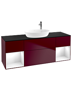 Villeroy und Boch Finion Villeroy und Boch F982GFHB 160cm, plaque de finition noir mat, étagères laqué blanc brillant, Peony Matt