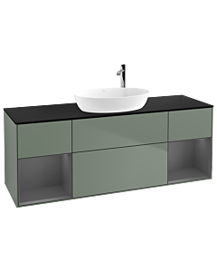 Villeroy und Boch Finion Villeroy und Boch F982GKGM 160cm, plaque de finition noir mat, étagères laqué anthracite mat, Olive Matt Lacquer