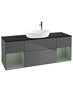 Villeroy und Boch Finion Villeroy und Boch Finion F982GMGK 160cm, cover plate black matt, shelves olive matt lacquer, anthracite matt
