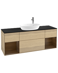 Villeroy und Boch Finion Villeroy und Boch F982GNPC 160cm, plaque de finition noir mat, étagères Walnut Veneer , Oak Veneer