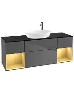 Villeroy und Boch Finion Villeroy und Boch Finion F982HFGK 160cm, cover plate black matt, shelves gold matt lacquer, anthracite matt