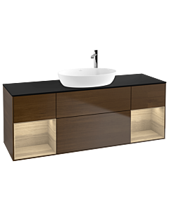 Villeroy und Boch Finion F982PCGN 160cm, plaque de finition noire mate, étagères Oak Veneer , placage Oak Veneer