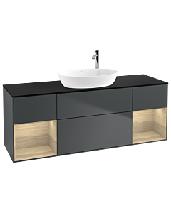 Villeroy und Boch Finion Villeroy und Boch Finion F982PCHG 160cm, cover plate black matt, shelves Oak Veneer , midnight Blue Matt Lacquer