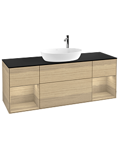Villeroy und Boch Finion Villeroy und Boch F982PCPC 160cm, plaque de recouvrement noir mat, étagères Oak Veneer , Oak Veneer
