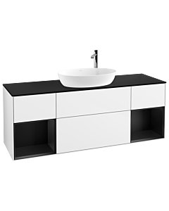 Villeroy und Boch Finion Villeroy und Boch Finion F982PDGF 160cm, cover plate black matt, shelves black matt lacquer, glossy white lacquer