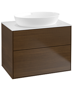 Villeroy und Boch Finion Waschtischunterschrank F99100GN 80x60,3cm, Abdeckplatte white matt, Walnut veneer
