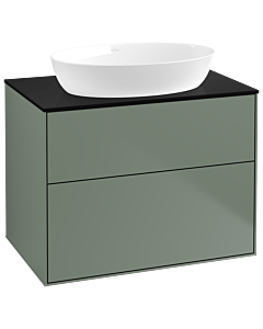 Villeroy und Boch Finion Waschtischunterschrank F99200GM 80x60,3cm, Abdeckplatte black matt, Olive Matt Lacquer
